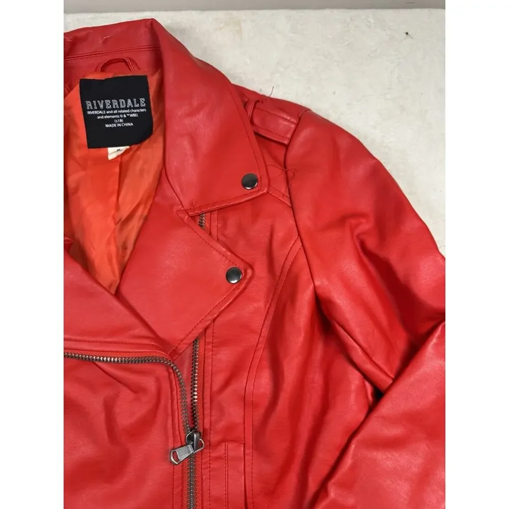 Riverdale South Side Serpents Faux Leather Moto Jacket Women’s Small Red